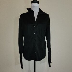 Black Button Down cuffed sleeves shirt